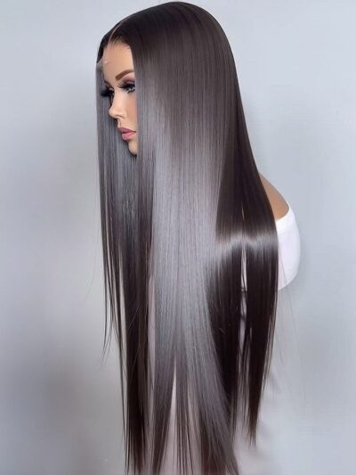 RAW DONOR NATURAL SILVER SILKY STRAIGHT + HD 13X4