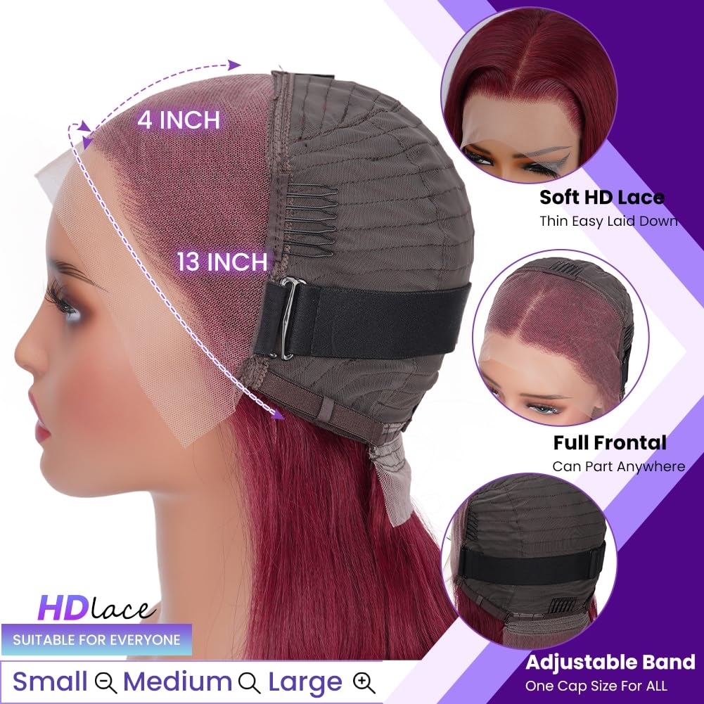 SD BURGUNDY WAVY FULL FRONTAL WIG - Image 3