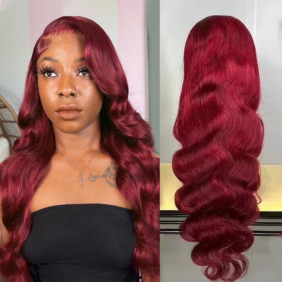 SD BURGUNDY WAVY FULL FRONTAL WIG - Image 2